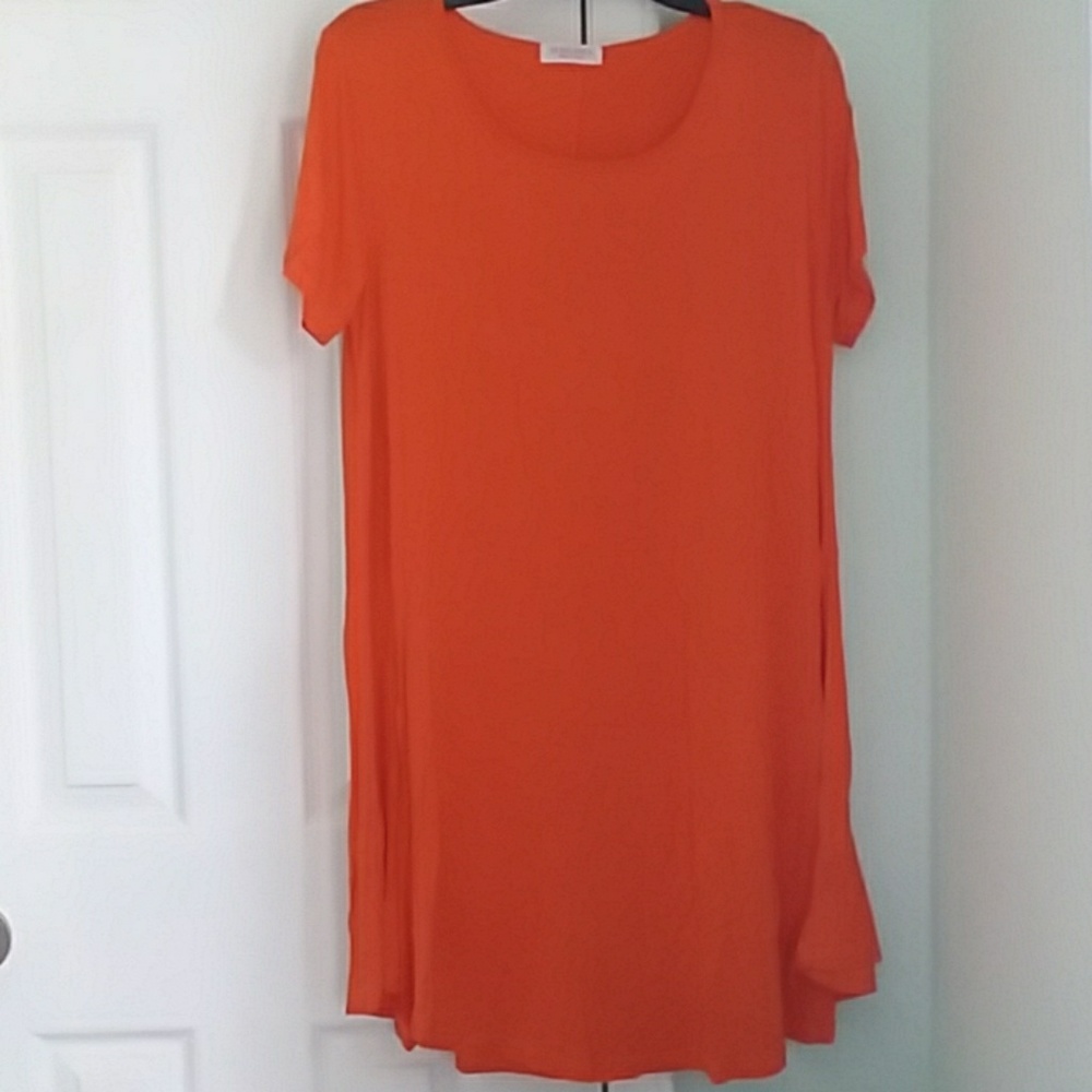 Bright orange jersey dress